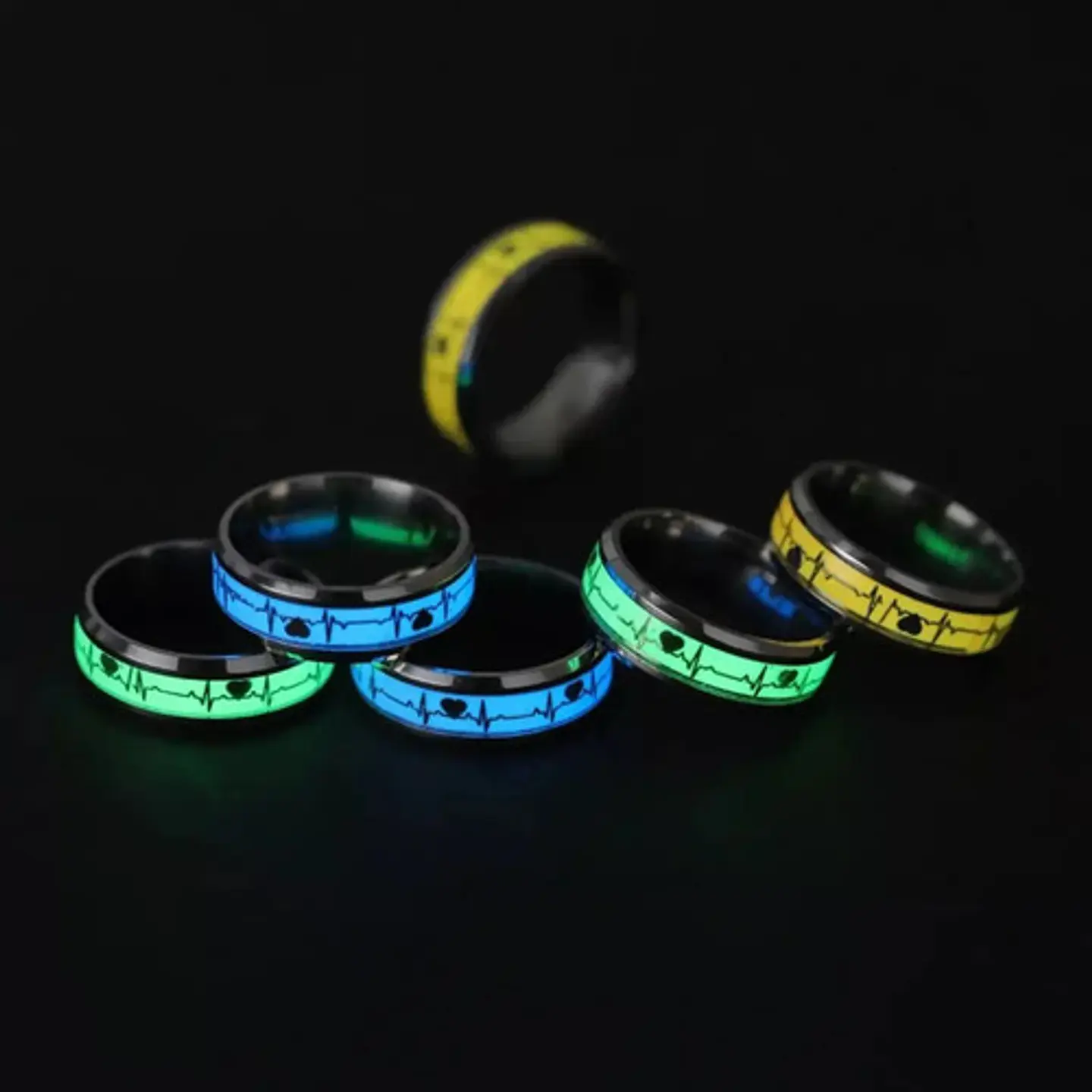 Anillo Argolla Pareja Brilla En La Oscuridad Fluorescente   21