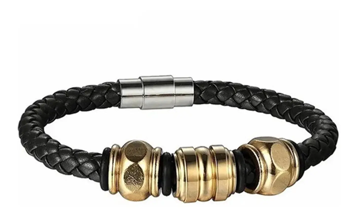 Pulsera Brazalete Cuero Cierre Acero Inoxidable Para Hombre 1