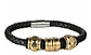 Pulsera Brazalete Cuero Cierre Acero Inoxidable Para Hombre - Miniatura 1