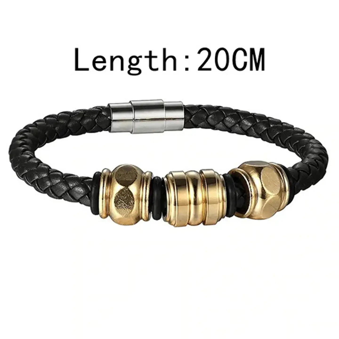 Pulsera Brazalete Cuero Cierre Acero Inoxidable Para Hombre 2