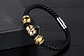 Pulsera Brazalete Cuero Cierre Acero Inoxidable Para Hombre - Miniatura 3
