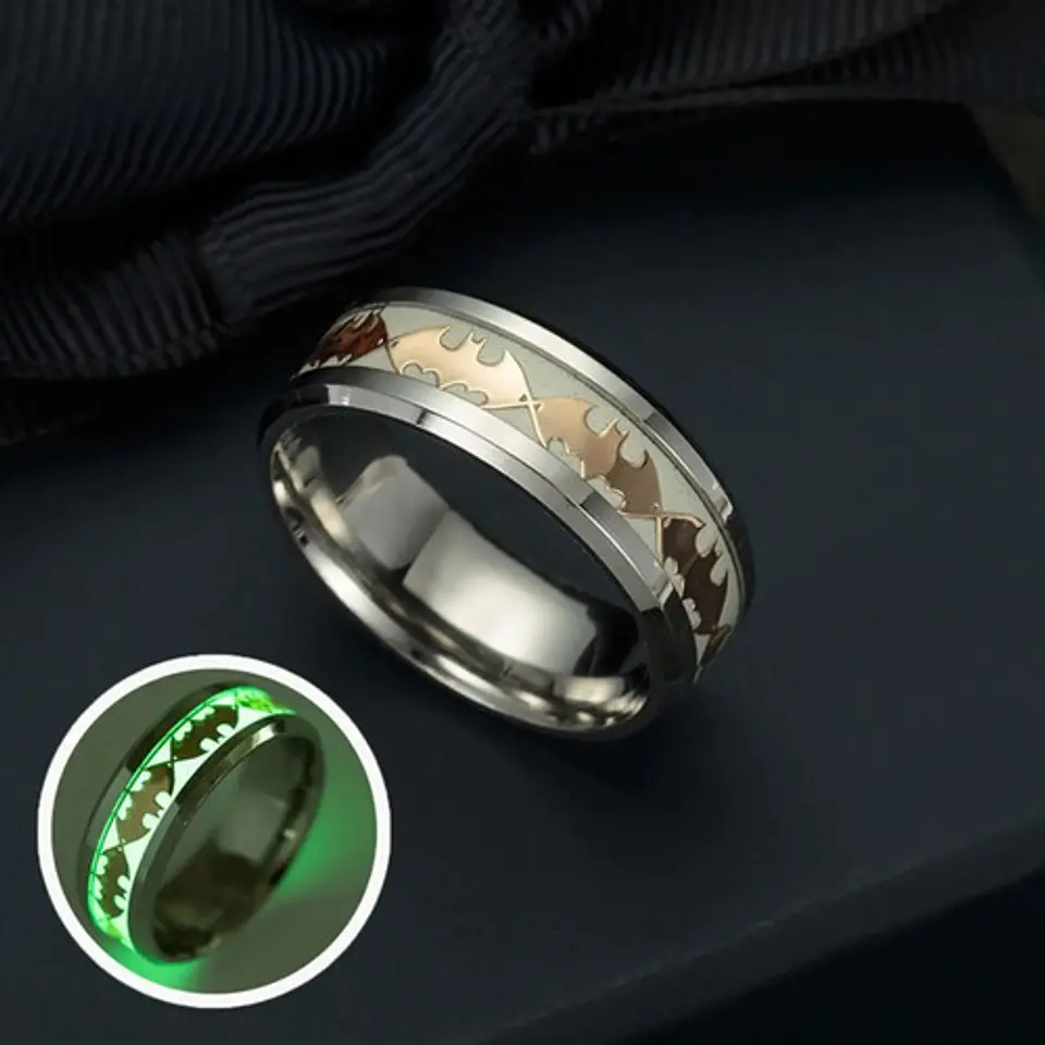 Anillo Batman Brilla En La Oscuridad Fluorescente Hombre   3