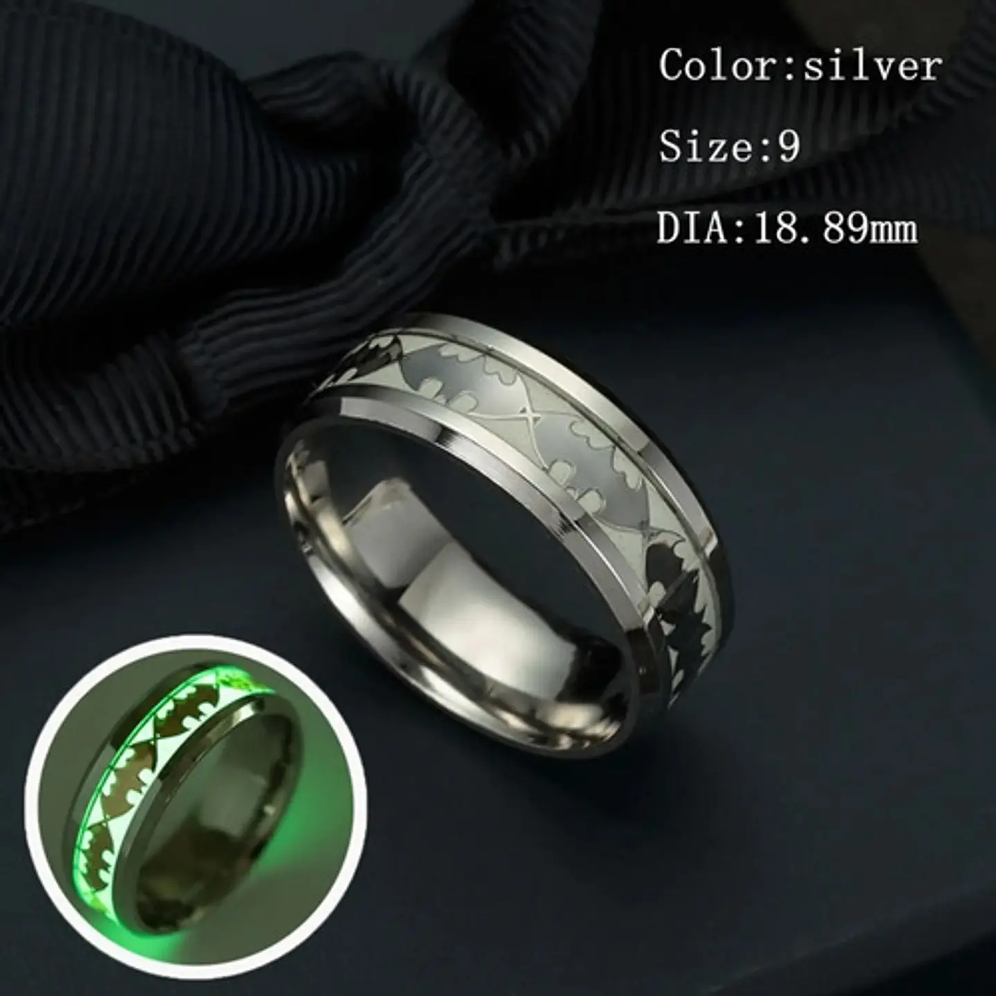 Anillo Batman Brilla En La Oscuridad Fluorescente Hombre   9