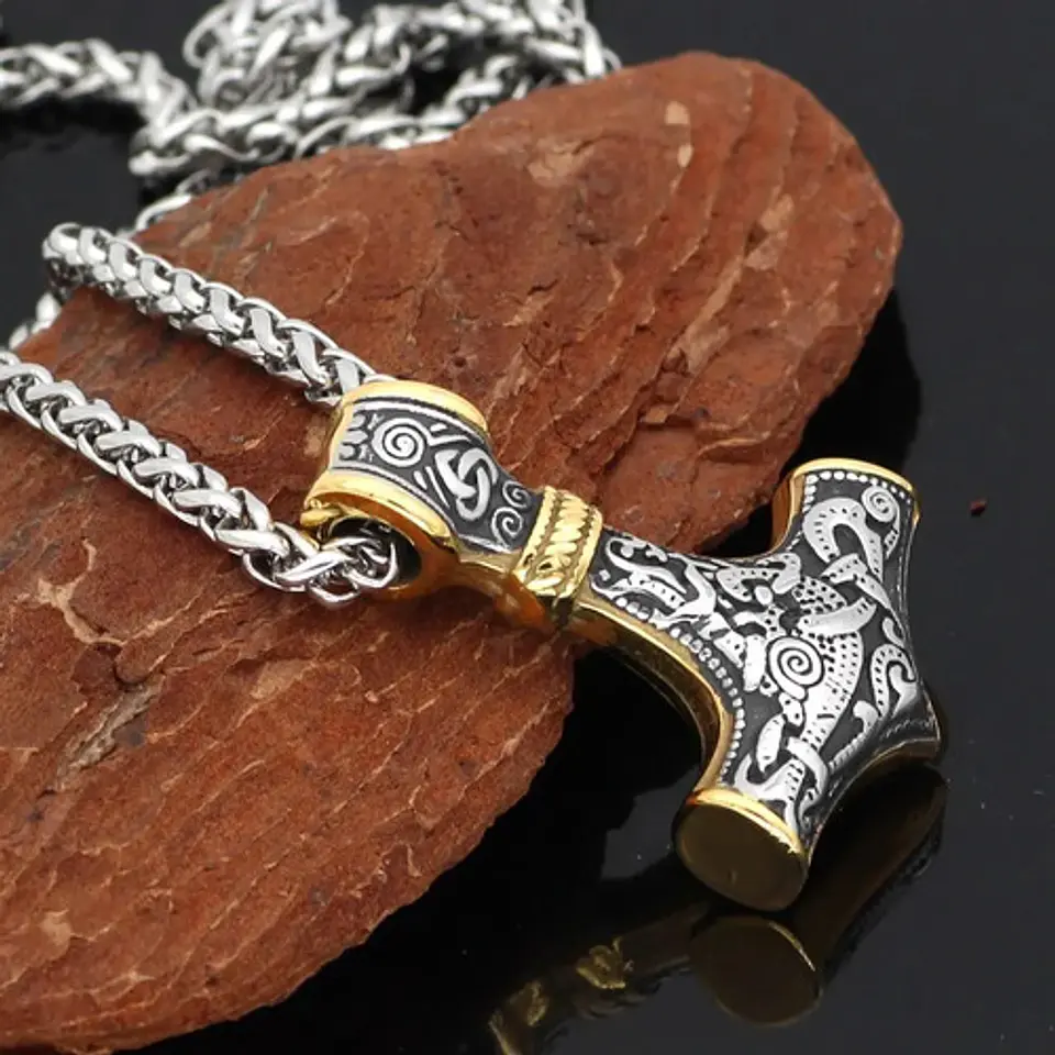 Collar Martillo Thor Vikingo Acero Inoxidable Thor Hombre 9