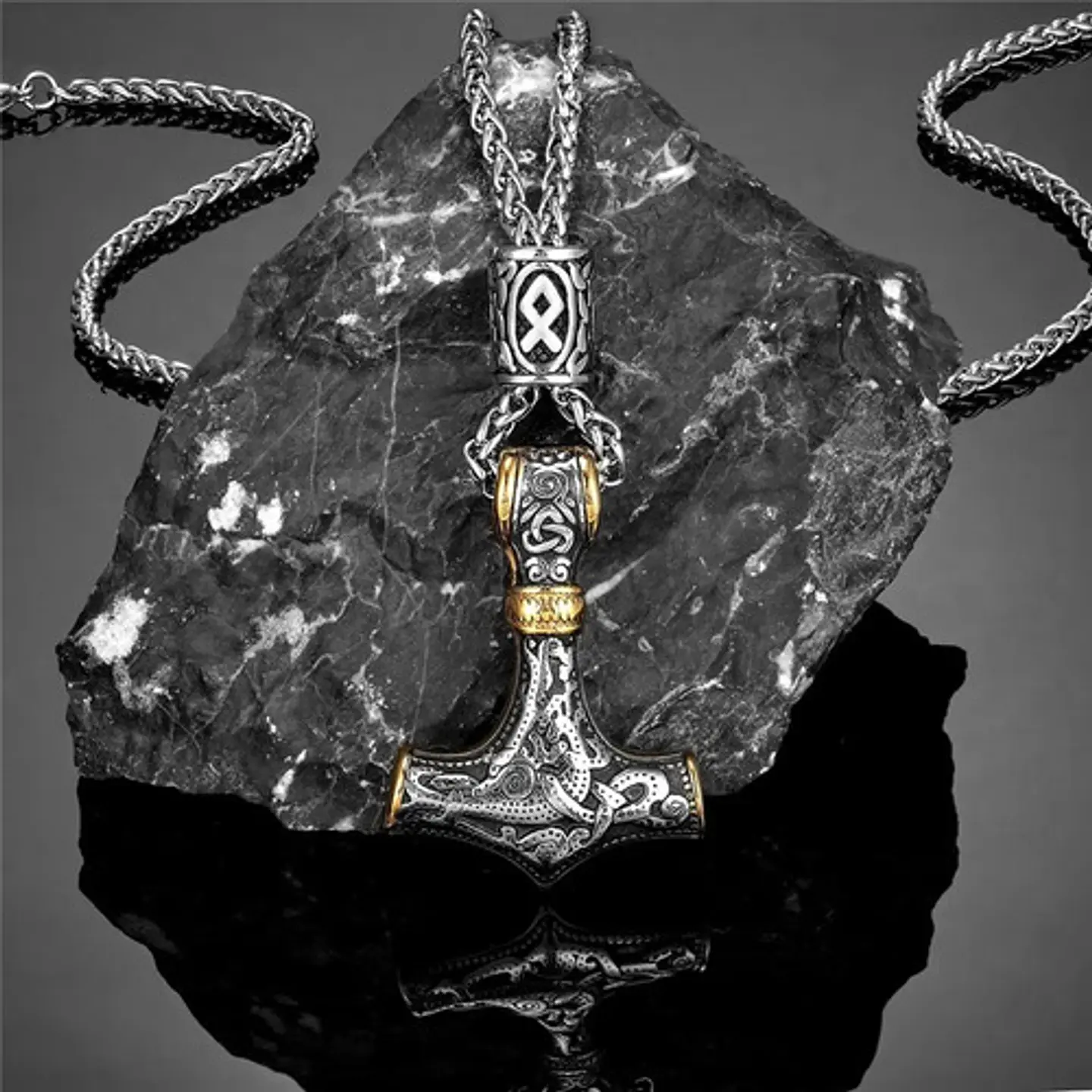 Collar Martillo Thor Vikingo Acero Inoxidable Thor Hombre 15