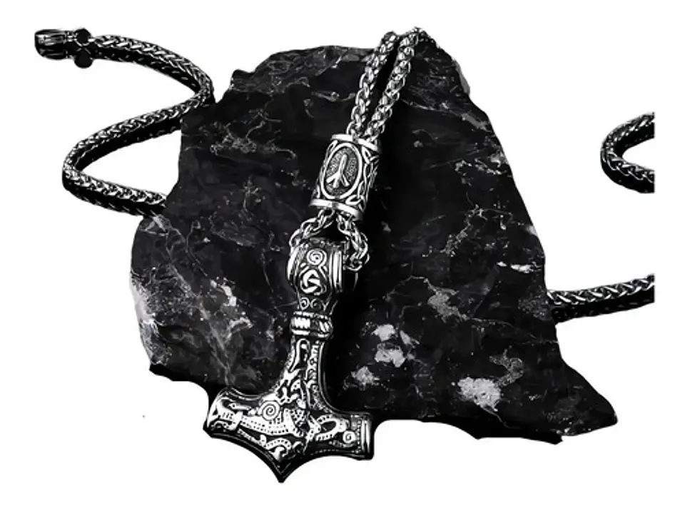 Collar Martillo Thor Vikingo Acero Inoxidable Thor Hombre 17