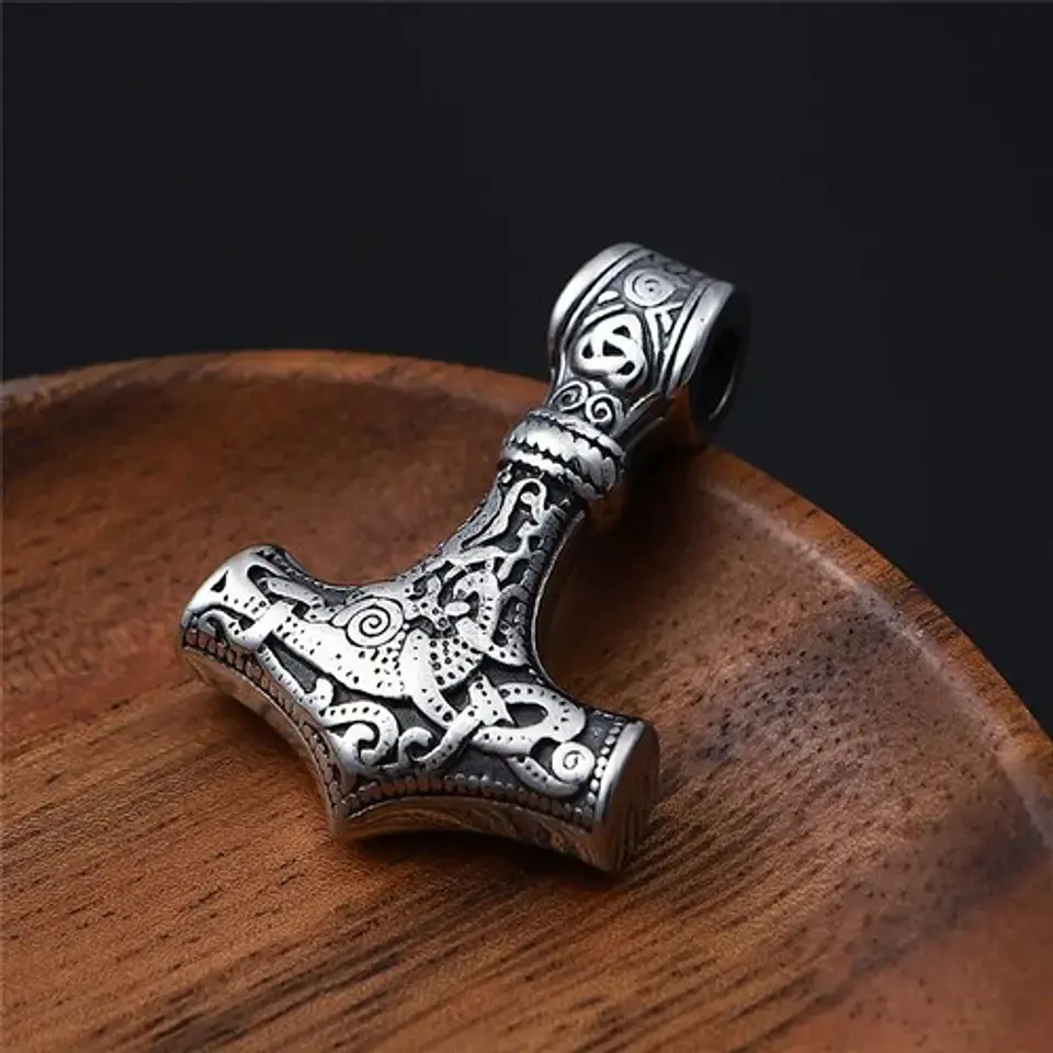Collar Martillo Thor Vikingo Acero Inoxidable Thor Hombre 18