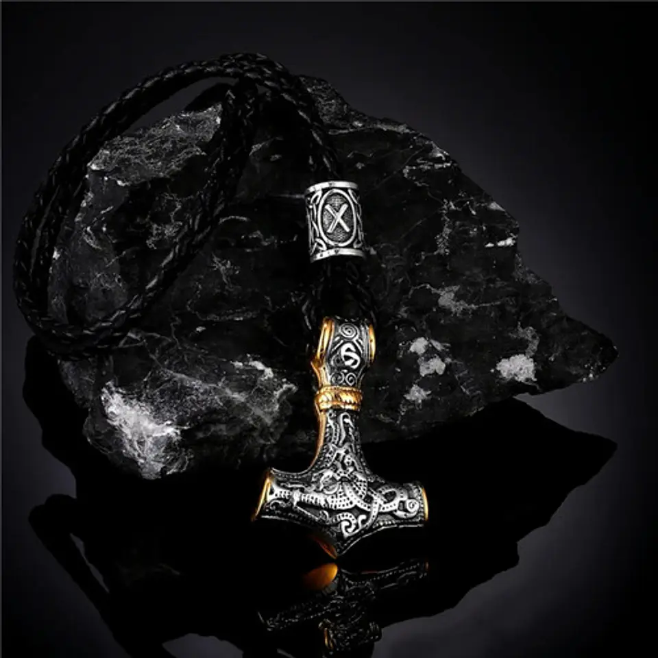Collar Martillo Thor Vikingo Acero Inoxidable Thor Hombre 21