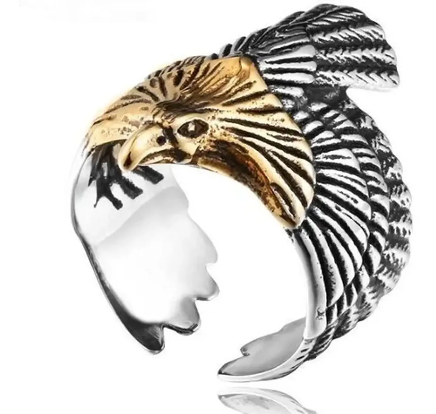 Anillo Color Plata, Color Oro Acero Inoxidable Águila Hombre 11