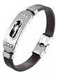 Pulsera Brazalete Placa Lisa Cuero Acero Inoxidable Hombre  - Miniatura 1