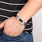 Pulsera Brazalete Placa Lisa Cuero Acero Inoxidable Hombre  - Miniatura 3