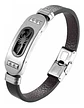 Pulsera Brazalete Placa Lisa Cuero Acero Inoxidable Hombre  - Miniatura 4