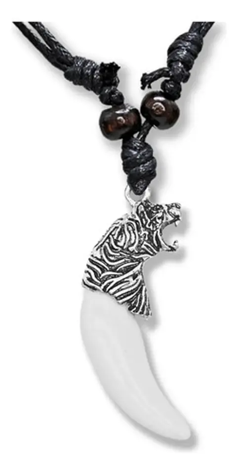 Collar Colgante Colmillo Diente Tigre Para Hombre Y Mujer