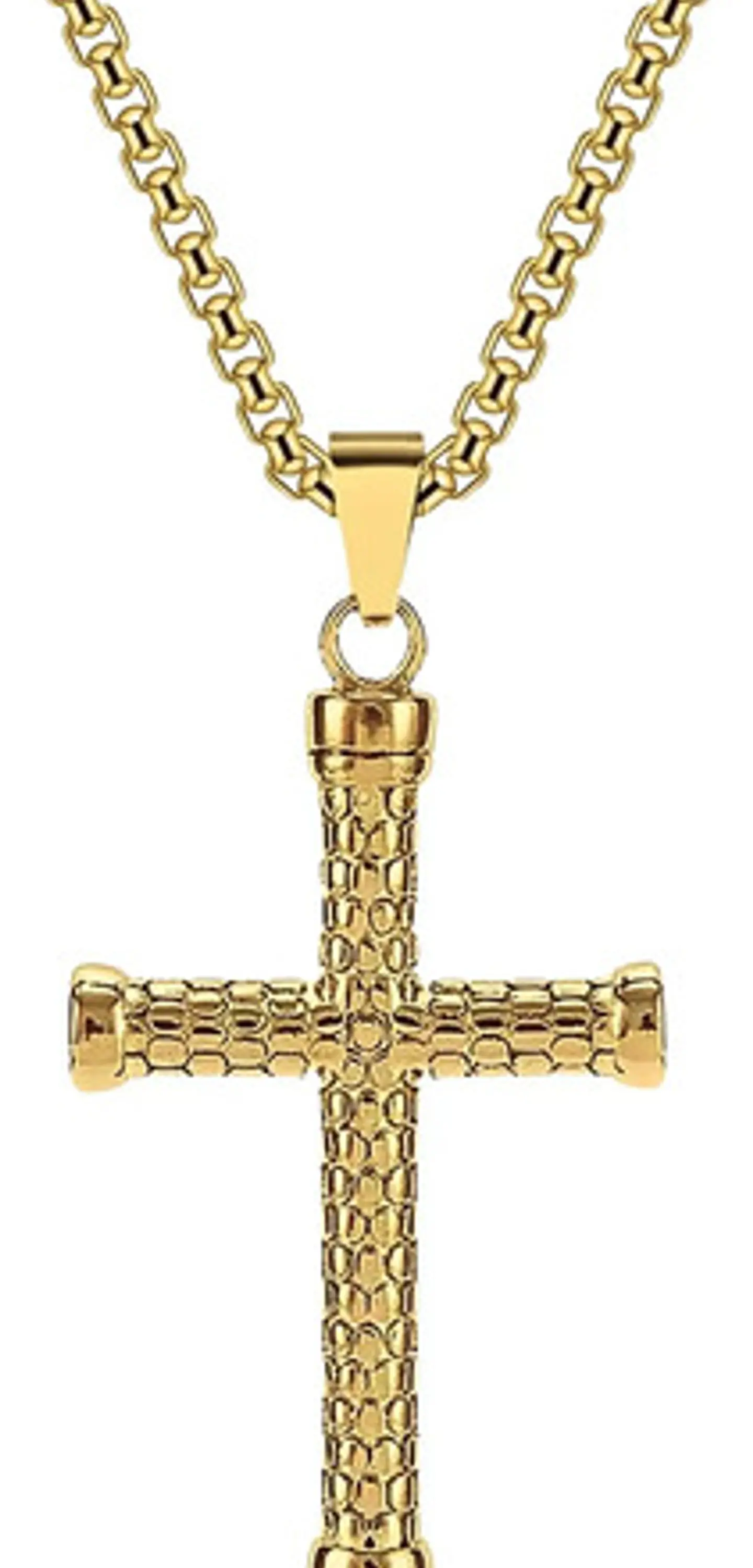 Collar Color Plata Acero Inoxidable Nudo Cruz Militar Hombre 1