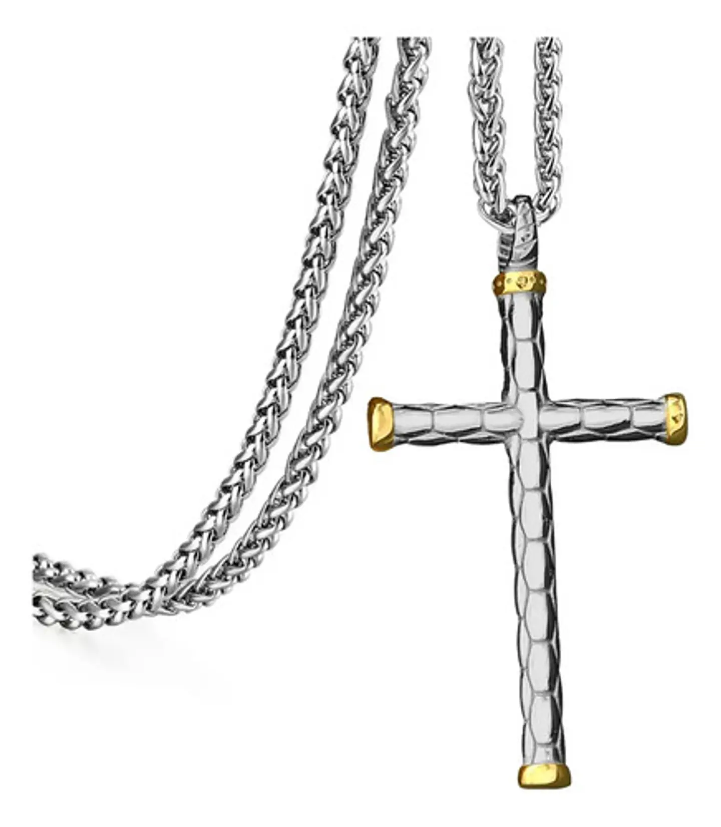 Collar Color Plata Acero Inoxidable Nudo Cruz Militar Hombre 6