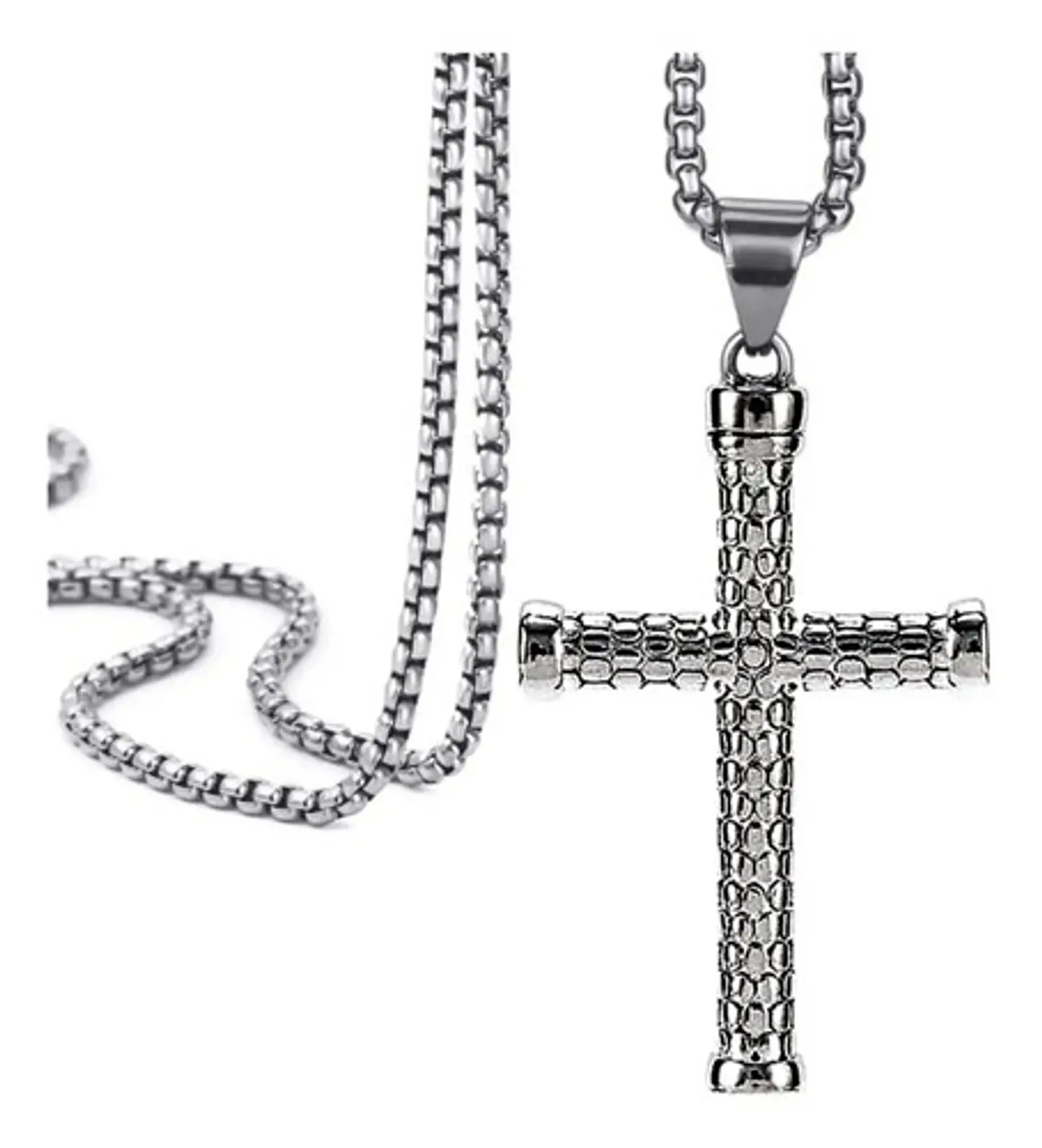 Collar Color Plata Acero Inoxidable Nudo Cruz Militar Hombre 12