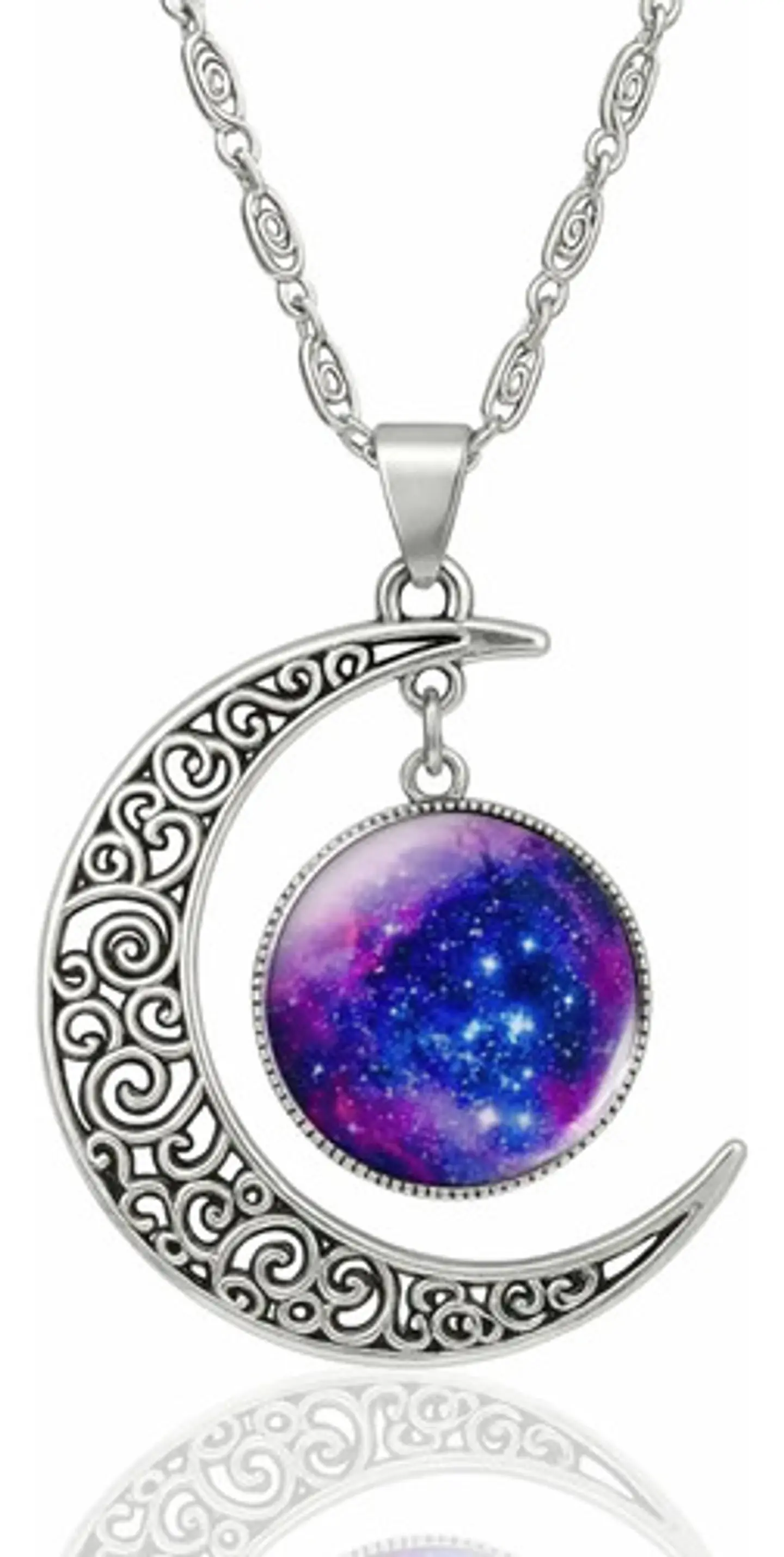 Set Collar Pulsera Aretes Galaxia Nebulosa Media Luna Mujer 2