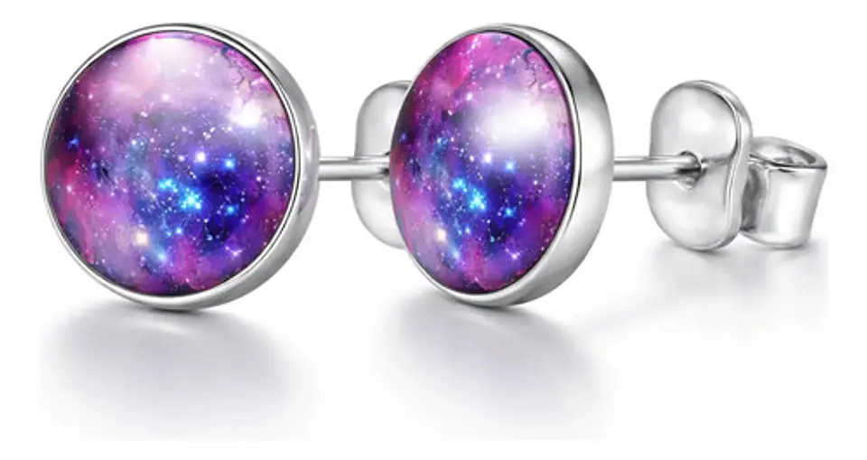 Set Collar Pulsera Aretes Galaxia Nebulosa Media Luna Mujer 3