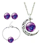 Set Collar Pulsera Aretes Galaxia Nebulosa Media Luna Mujer - Miniatura 5