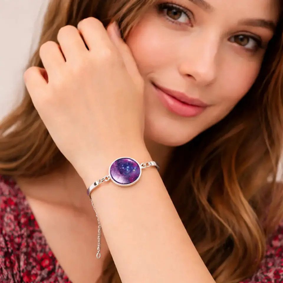 Set Collar Pulsera Aretes Galaxia Nebulosa Media Luna Mujer 6