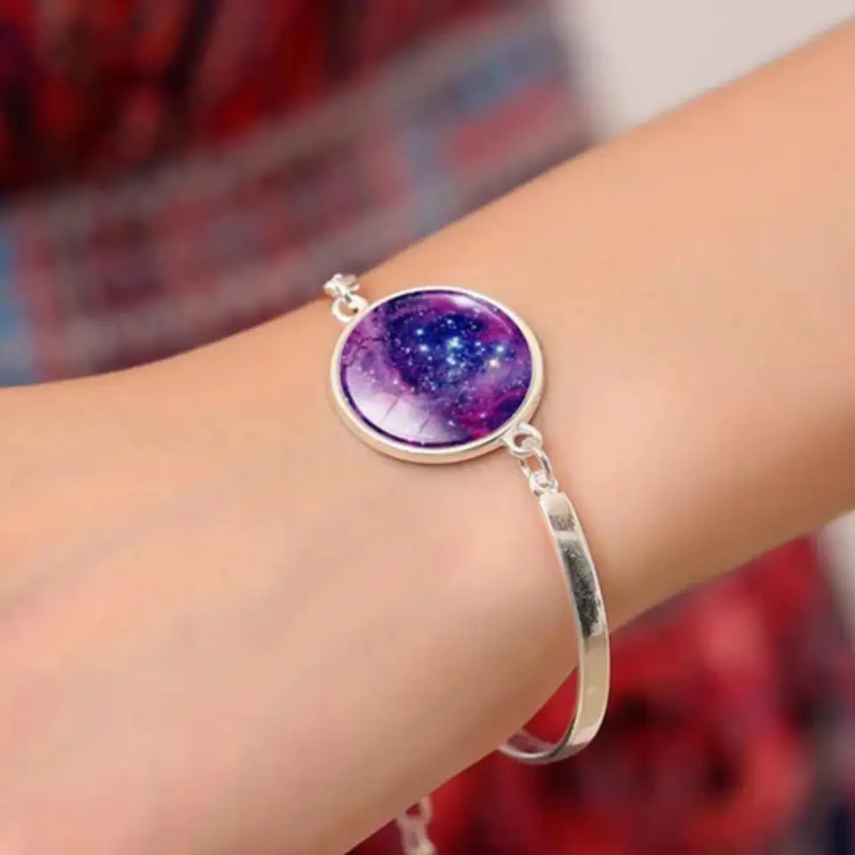 Set Collar Pulsera Aretes Galaxia Nebulosa Media Luna Mujer 9