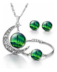 Set Collar Pulsera Aretes Galaxia Nebulosa Media Luna Mujer - Miniatura 11