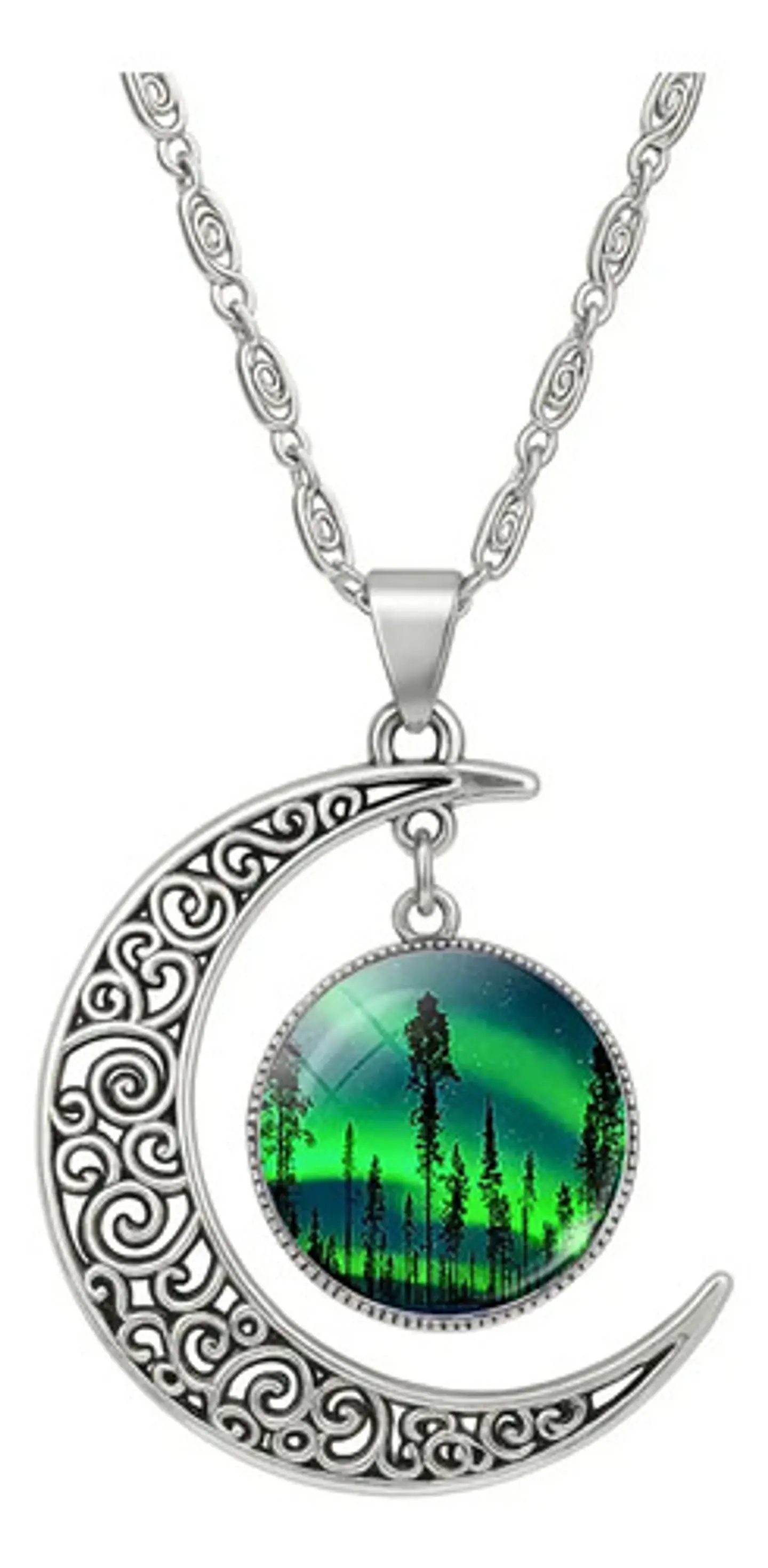 Set Collar Pulsera Aretes Galaxia Nebulosa Media Luna Mujer 14
