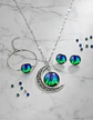 Set Collar Pulsera Aretes Galaxia Nebulosa Media Luna Mujer - Miniatura 20
