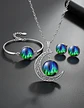 Set Collar Pulsera Aretes Galaxia Nebulosa Media Luna Mujer - Miniatura 22