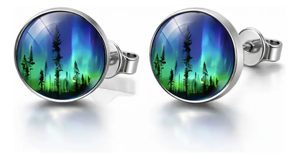Set Collar Pulsera Aretes Galaxia Nebulosa Media Luna Mujer 24