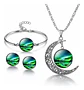 Set Collar Pulsera Aretes Galaxia Nebulosa Media Luna Mujer - Miniatura 25