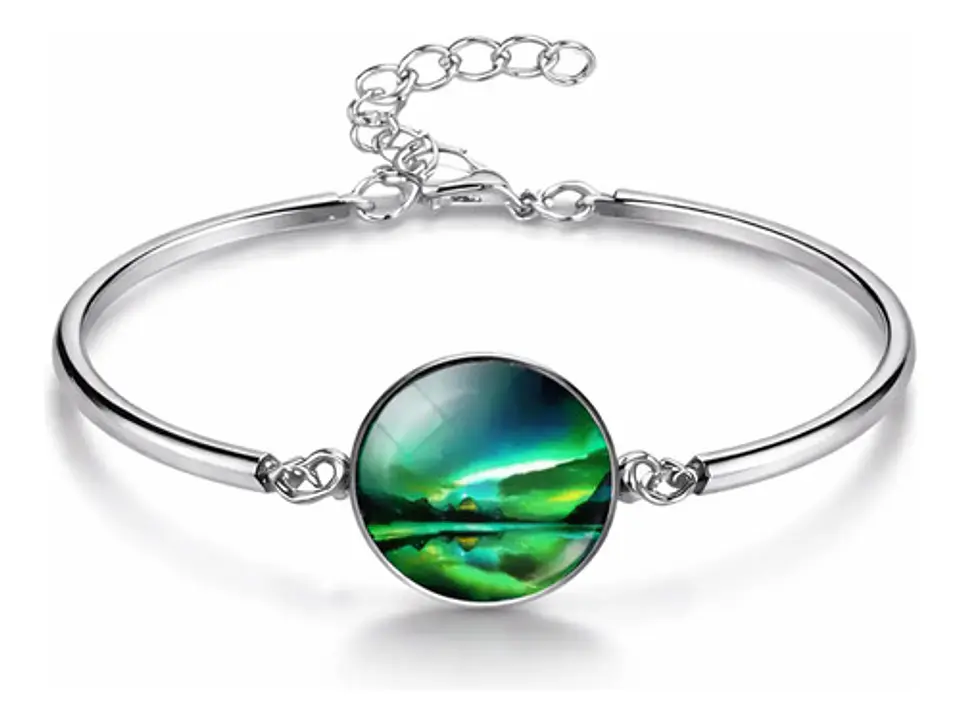Set Collar Pulsera Aretes Galaxia Nebulosa Media Luna Mujer 26