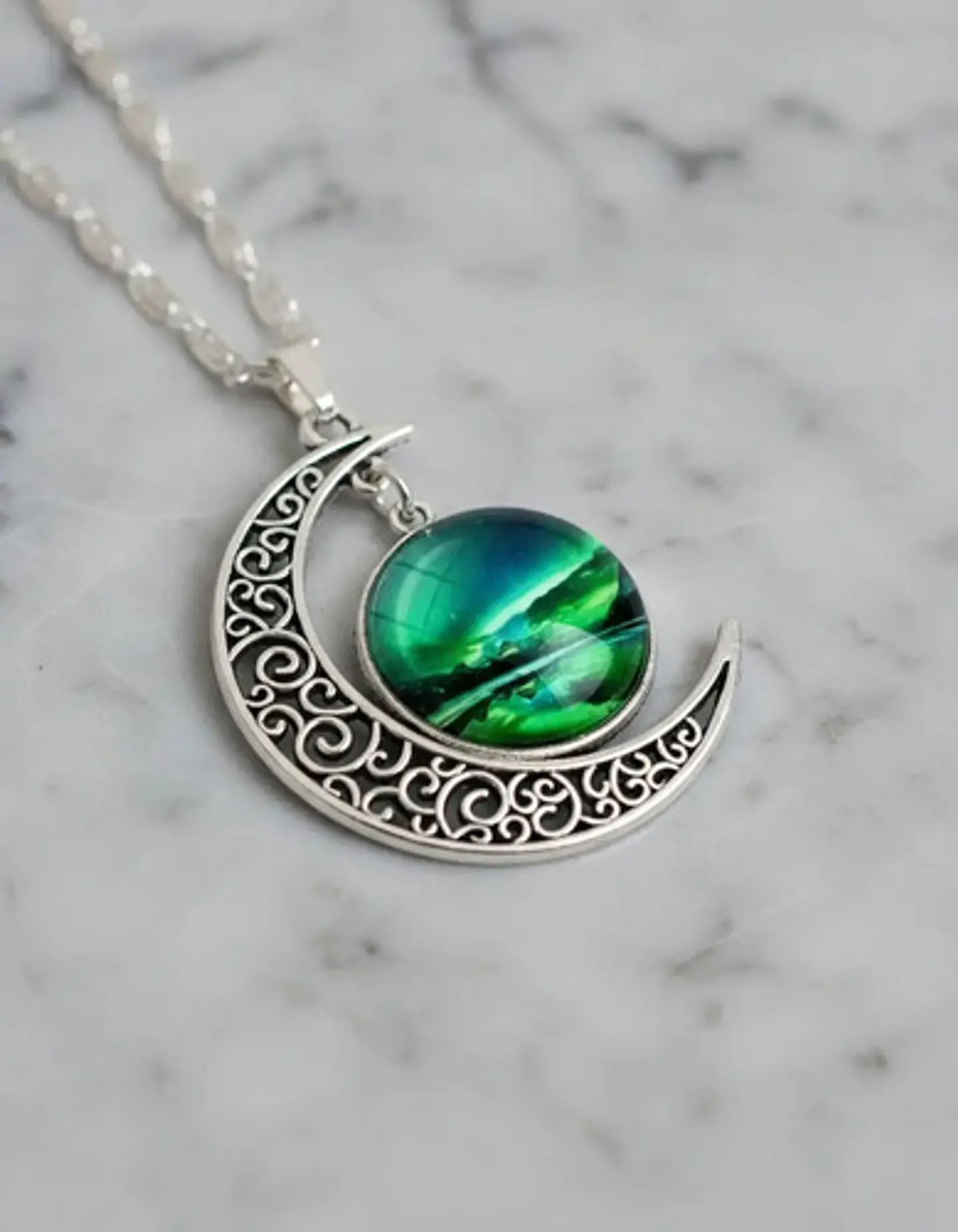 Set Collar Pulsera Aretes Galaxia Nebulosa Media Luna Mujer 30