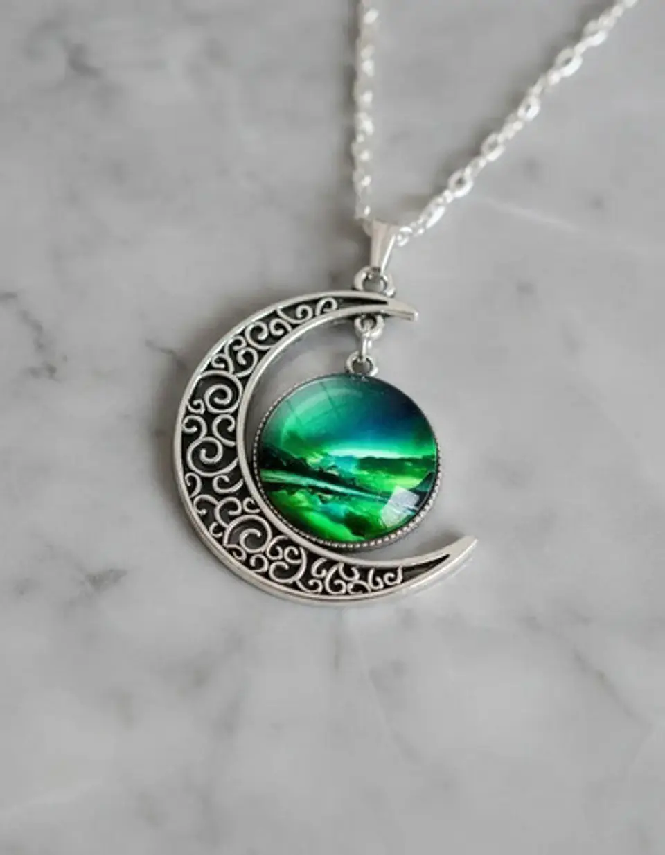 Set Collar Pulsera Aretes Galaxia Nebulosa Media Luna Mujer 31