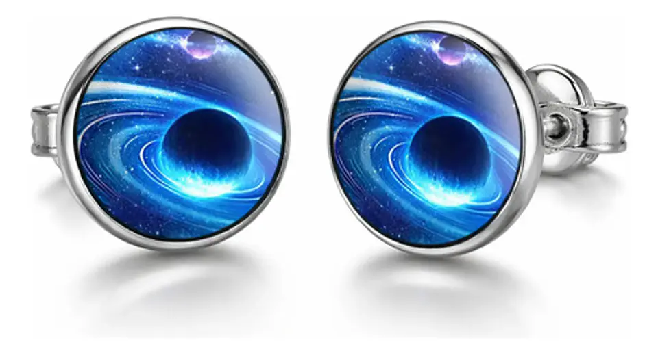 Set Collar Pulsera Aretes Galaxia Nebulosa Media Luna Mujer 35