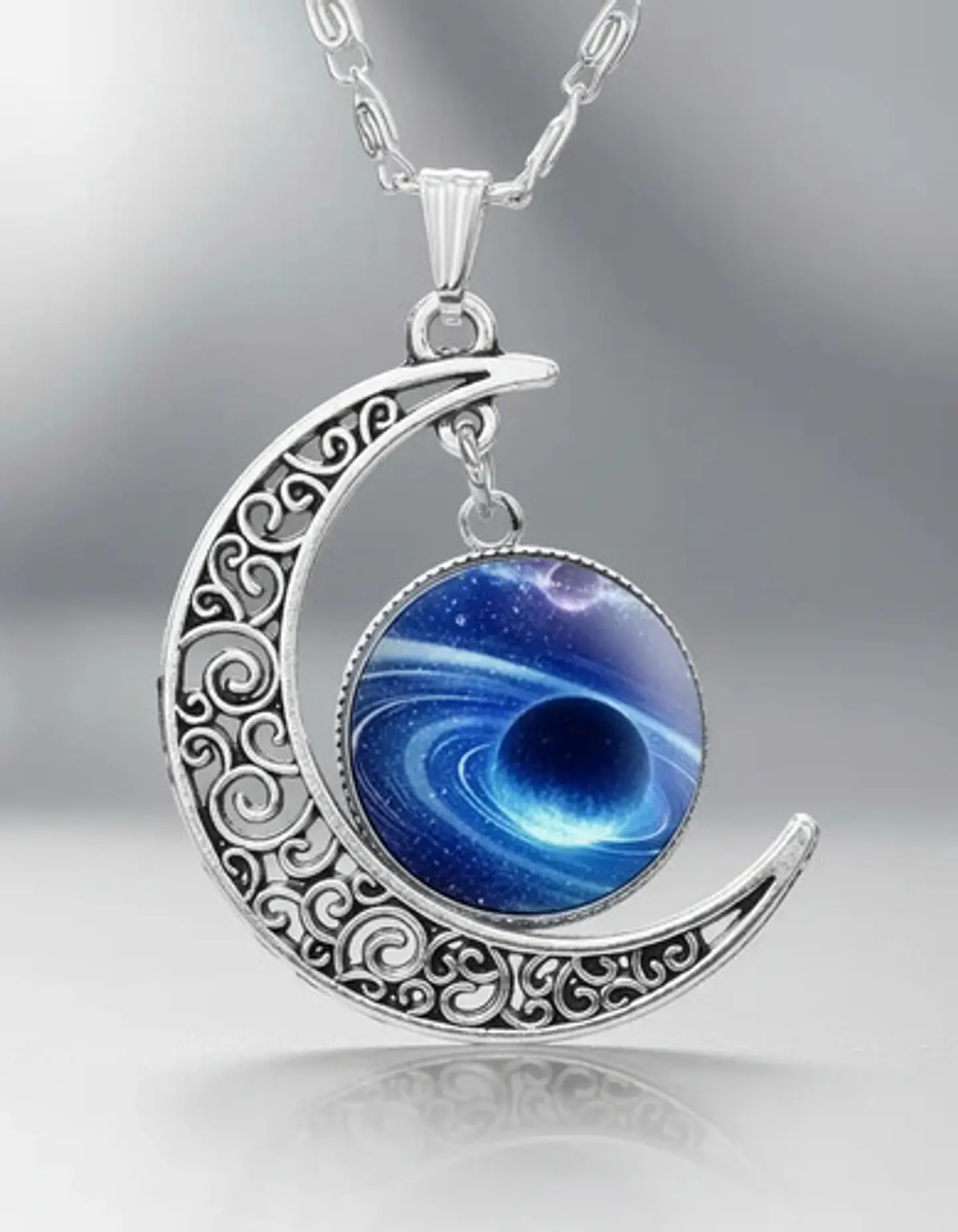 Set Collar Pulsera Aretes Galaxia Nebulosa Media Luna Mujer 36