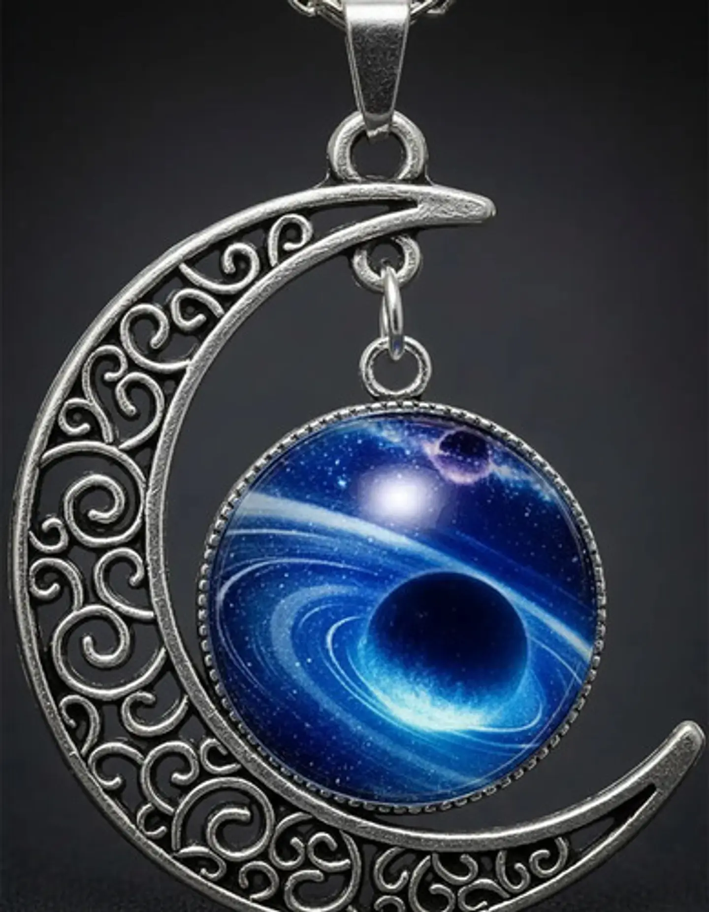 Set Collar Pulsera Aretes Galaxia Nebulosa Media Luna Mujer 38