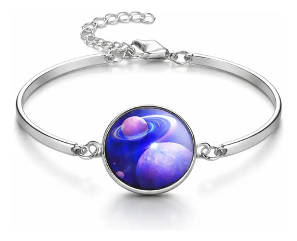Set Collar Pulsera Aretes Galaxia Nebulosa Media Luna Mujer 43