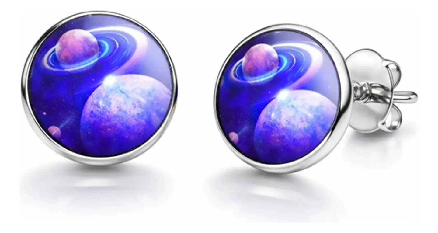 Set Collar Pulsera Aretes Galaxia Nebulosa Media Luna Mujer 44