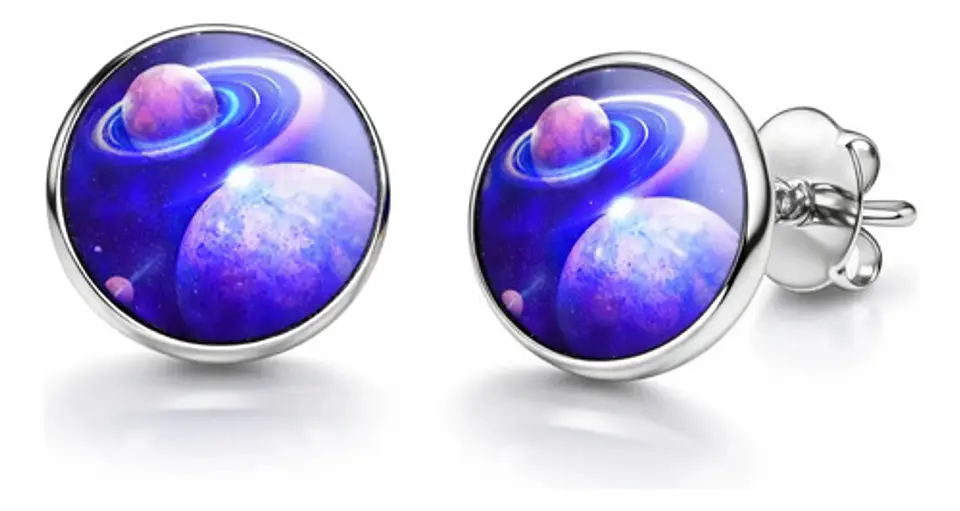 Set Collar Pulsera Aretes Galaxia Nebulosa Media Luna Mujer 44