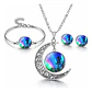 Set Collar Pulsera Aretes Galaxia Nebulosa Media Luna Mujer - Miniatura 48
