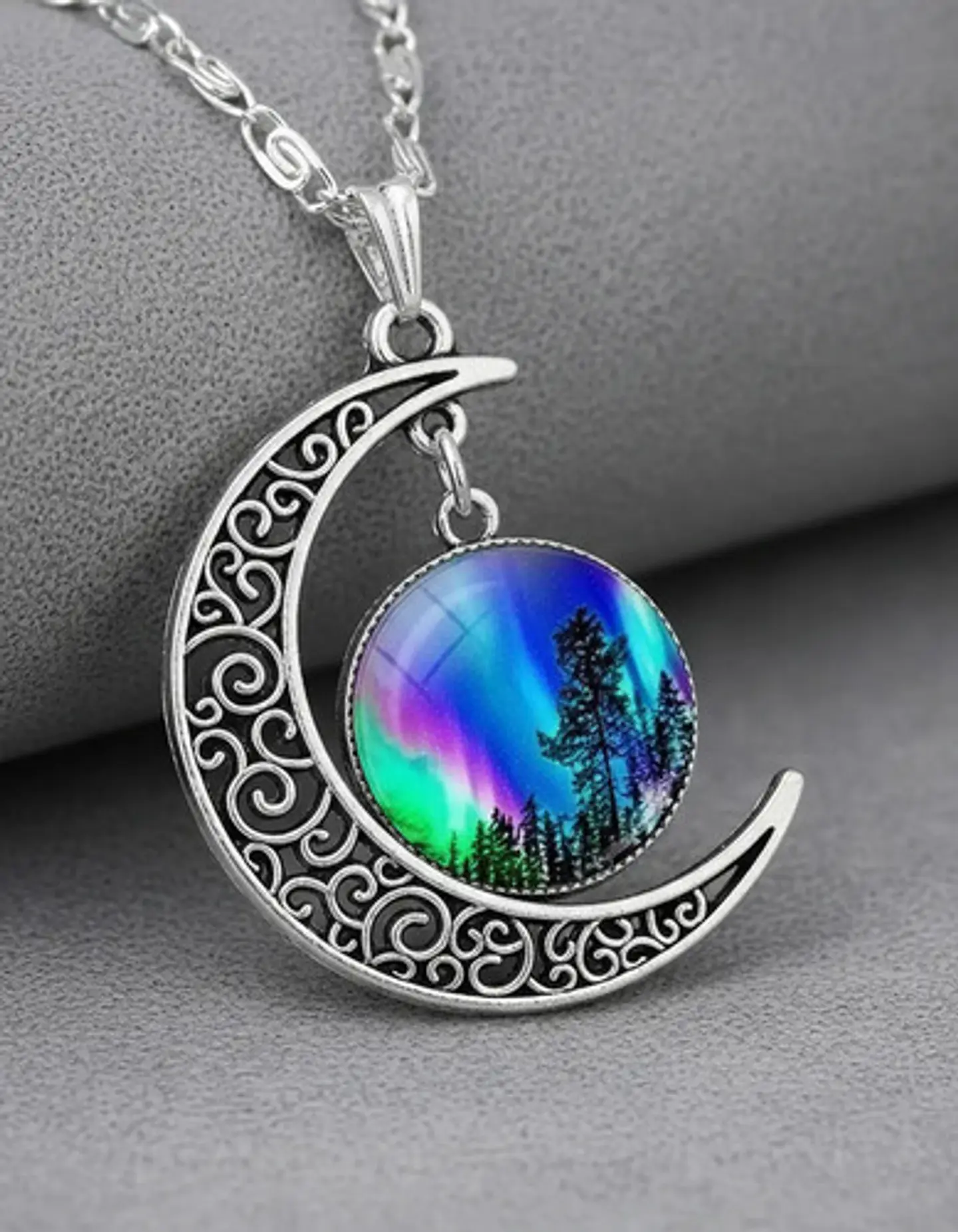 Set Collar Pulsera Aretes Galaxia Nebulosa Media Luna Mujer 50