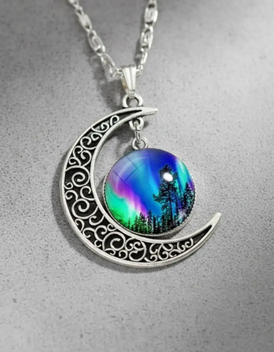 Set Collar Pulsera Aretes Galaxia Nebulosa Media Luna Mujer 52