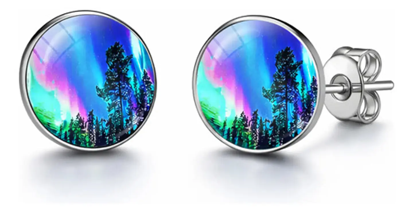 Set Collar Pulsera Aretes Galaxia Nebulosa Media Luna Mujer 54
