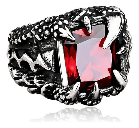 Anillo Acero Inoxidable Piedra Dragón Biker Punk Para Hombre