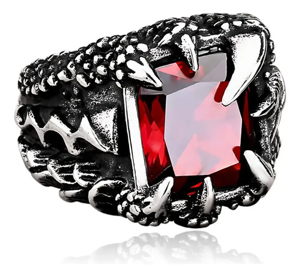 Anillo Acero Inoxidable Piedra Dragón Biker Punk Para Hombre 1