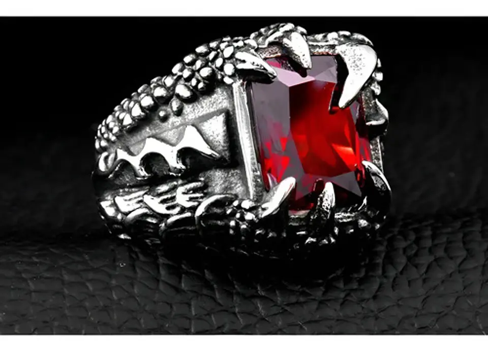 Anillo Acero Inoxidable Piedra Dragón Biker Punk Para Hombre 3