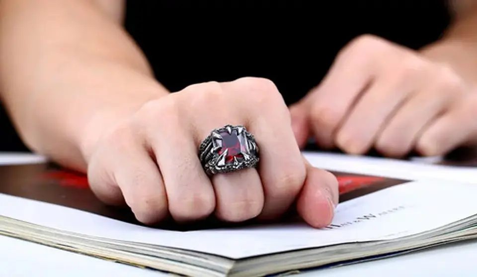 Anillo Acero Inoxidable Piedra Dragón Biker Punk Para Hombre 7