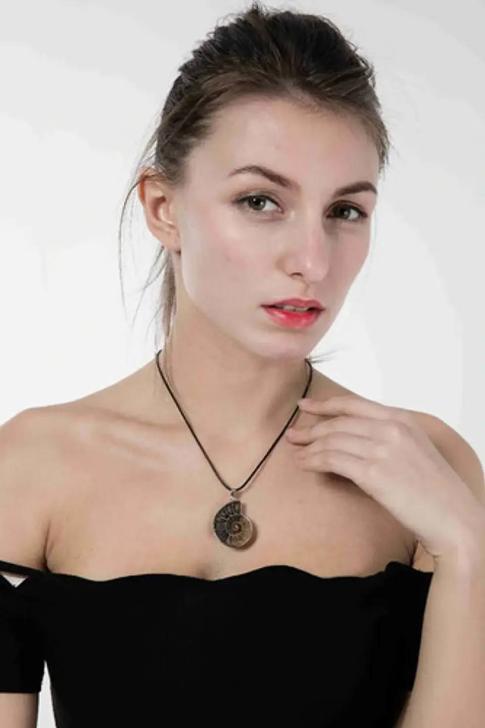 Collar Piedra Natural Amonita Concha Fósil Caracol Hombre 6