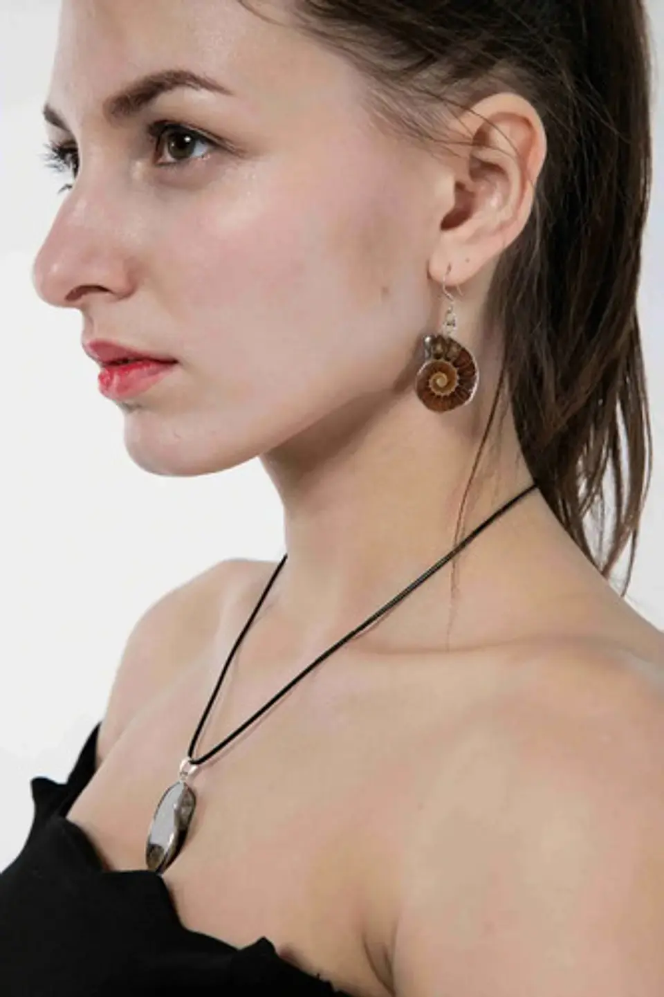 Collar Piedra Natural Amonita Concha Fósil Caracol Hombre 7